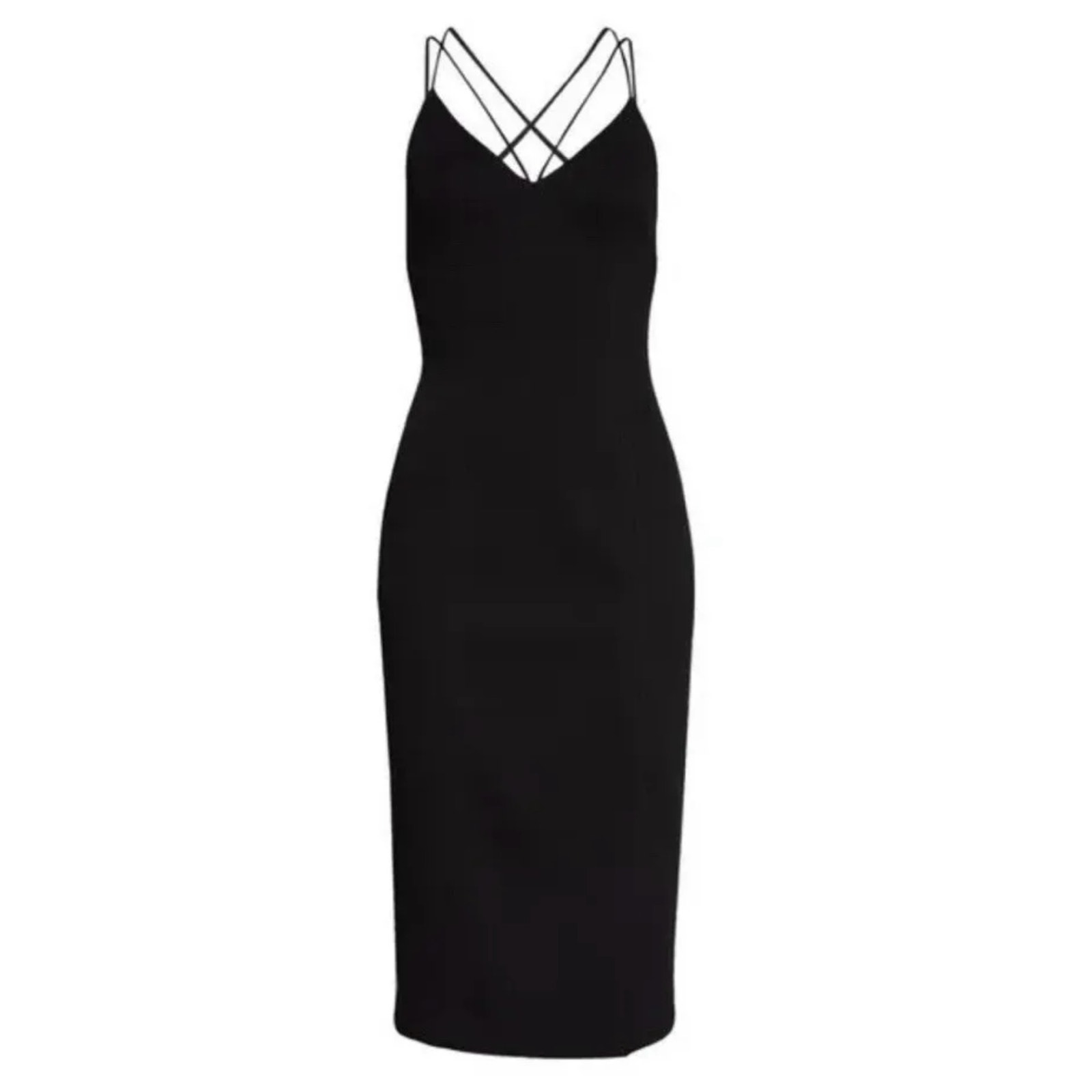 Misha Benecia Black Strappy Back Midi Cocktail Dress Size 10 — image 5 of 8